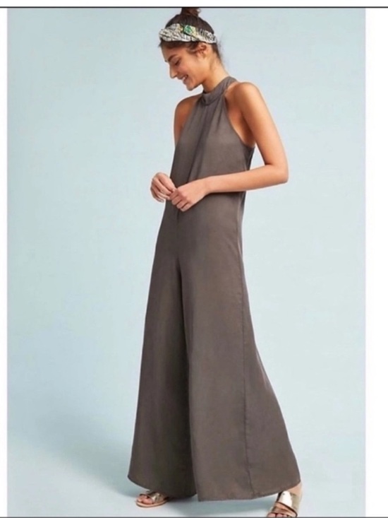 Anthropologie Pants - Cloth & Stone Anthropologie Brown Marfa Wide Leg Halter Jumpsuit